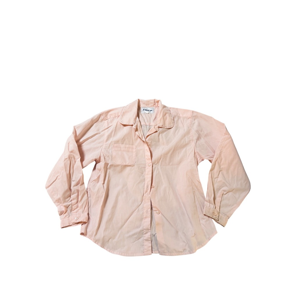 J'aime ca Size 8 Girl Pale Pink Long Sleeve Button Up Blouse Lightweight Cotton